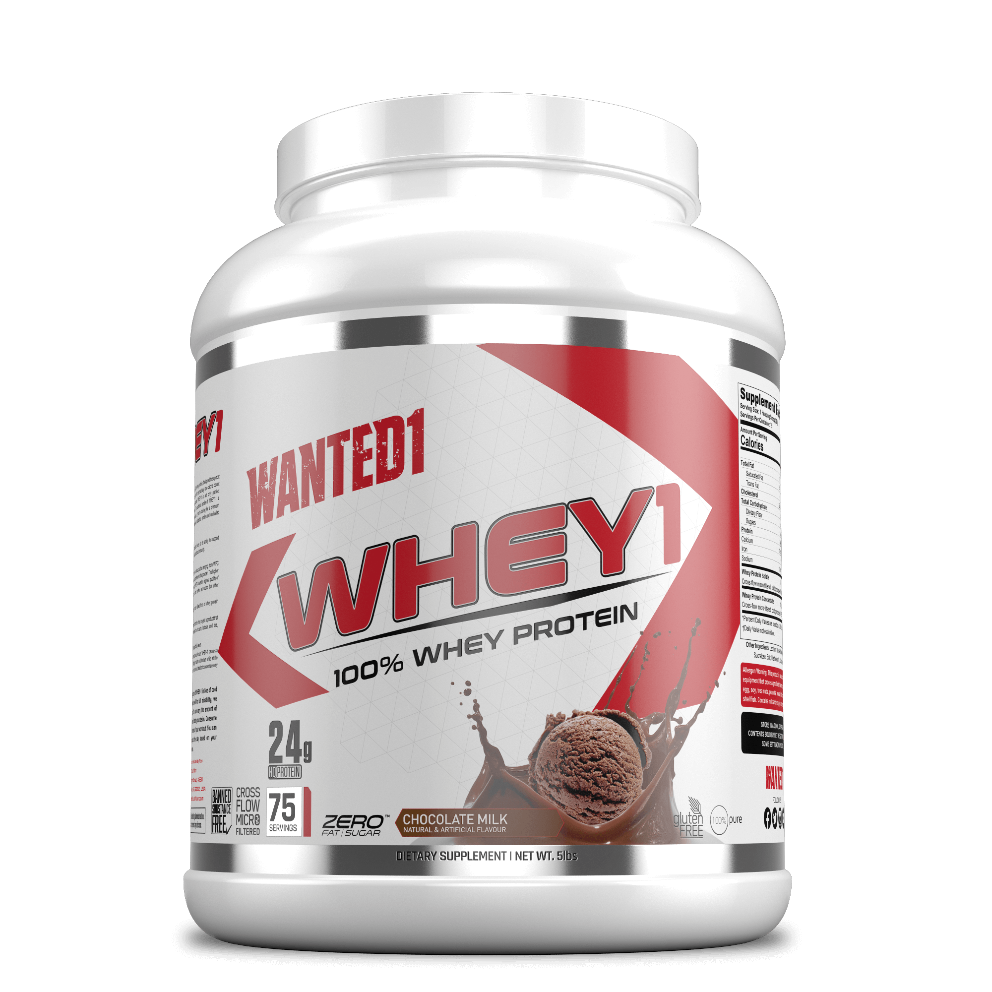 Wanted1 chocolat whey protein 5lb